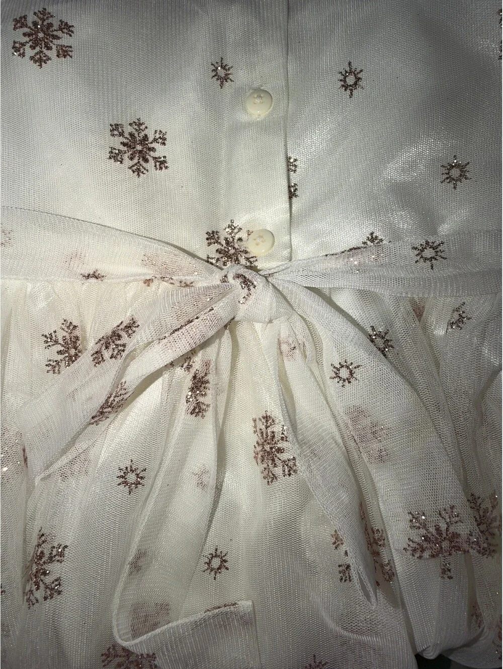 Girls Size 10 Gorgeous Dress by Jona Michelle | Cream with Rose Gold Snowflakes